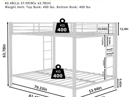 Bunk Bed For Kids, Convertible Frame With Ladders & Guardrail