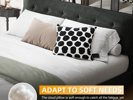 Tufted Headboard With Extra-Large Ultra-Soft Cloud Pillow Design