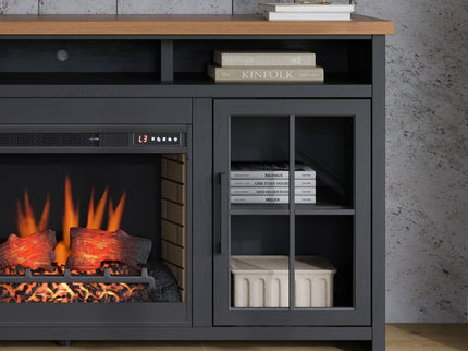 Fireplace TV Stand Console For TVs Up To 85" - Black / Whiskey