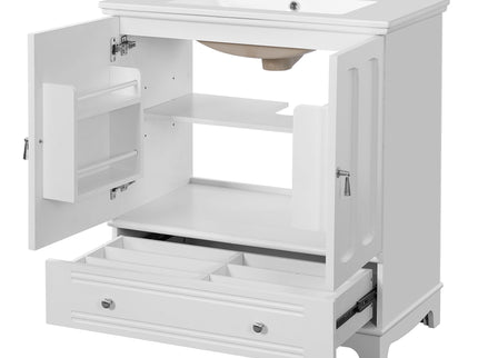 Bathroom Vanity With Sink, Cabinet With Adjustable Shelf And Drawer Divider