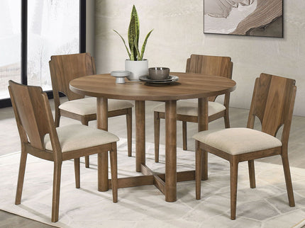 Graham - 5 Piece Round Dining Table Set - Walnut