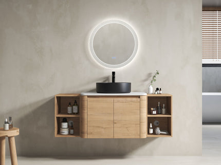 Wall Mounted Bathroom Vanity With Art Sink, 2 Storage Shelves, Soft Close Door