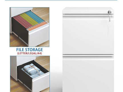 Metal Drawer Mobile File Cabinet With Lock For Home Office Organizer