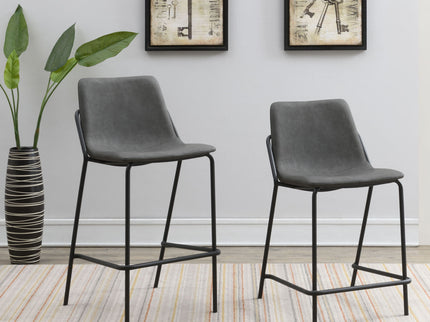 Counter Height Stools With Footrest (Set of 2) - Gray / Black