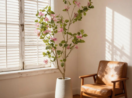 Artificial Bougainvillea Tree, Realistic Faux Plant In Pot, Indoor Decor For Home - Baby Pink / Green Leaf