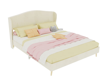 Upholstered Bed, Tufted Headboard, Comfortable Sleep