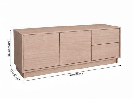 TV Stand For TVs Up To 60" With 2 Doors And 2 Drawers - Natural Walnut