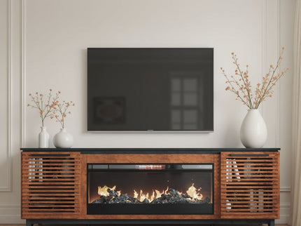 Fireplace TV Stand Console For TVs Up To 100" - Black / Bourbon
