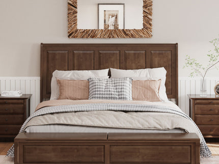 Sleigh Bed Frame With Tall Headboard And Storage Bench