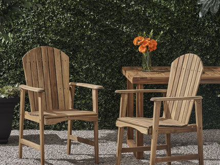 Outdoor Weather Resistant Acacia Wood Adirondack Dining Chairs (Set of 2)