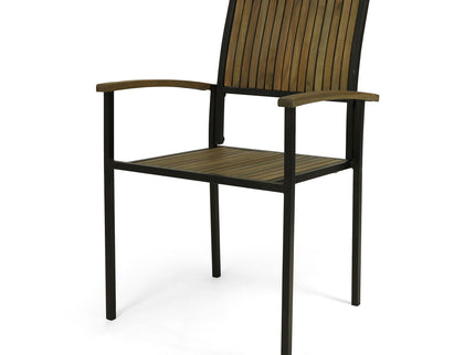 Vermilion - Outdoor Dining Chair With Vertical Slat And Wooden Arm