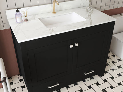 Bathroom Vanity Set, Fluted Cabinet, Soft Close Doors & Drawers - Black