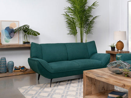 Logan - Flared Arm Loveseat Lounge Sofa - Teal Blue