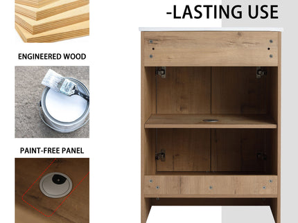 48" Freestanding Bathroom Vanity With Sink And 2 Storage Cabinets, Soft Closing Door - Imitative Oak / White