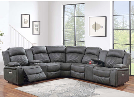 Power Motion Reclining Sectional Set With Console