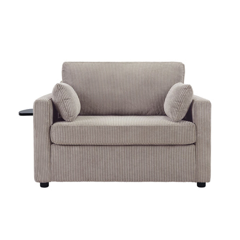 Sleeper Sofa With Foldable Mattress, USB Ports, Side Table & Storage Pocket
