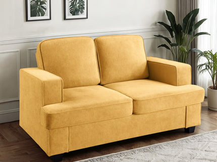 Modern Loveseat, Comfortable 2 Seater Couch With Deep Seating, Loose Back Cushions, Wide Arms