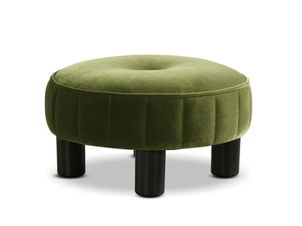 Riley - Round Footstool Ottoman - Olive Green