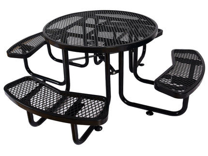 Round Outdoor Steel Picnic Table With Umbrella Pole