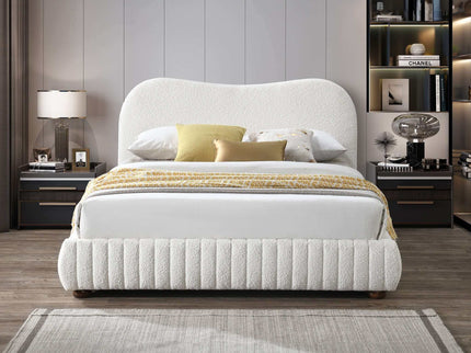 Norme - Queen Size Upholstered Low Profile Platform Bed - Cream
