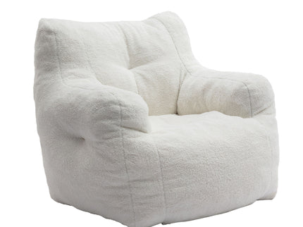Soft Teddy Fabric Tufted Foam Bean Bag Chair With Teddy Fabric