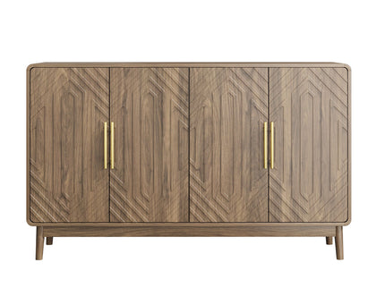 Sideboard Buffet Cabinet With Carved Doors And Adjustable Layer Board