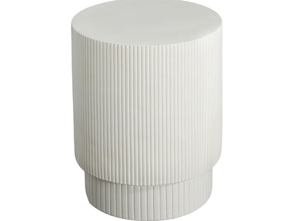 Handmade Side Table With Ribbed Design For Indoor And Outdoor Use - White