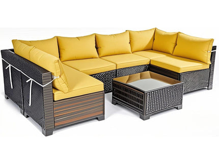 14 Pack Cushion Covers For 7 Piece Wicker Rattan Sectional Sofa