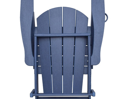 Folding Outdoor Adirondack Chair For Relaxing, Hdpe All-Weather Fire Pit Chair, Patio Lawn Chair For Outside Deck Garden Backyardf Balcony - Navy Blue