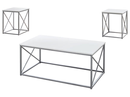 Table Set, Coffee, End, Side, Accent, Living Room, Contemporary, Modern (Set of 3) - White