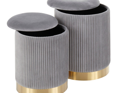Marla - Contemporary Nesting Pleated Ottoman Set