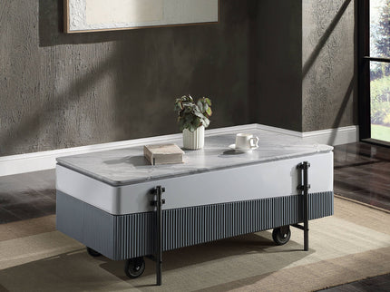 Wilkins - High Gloss Coffee Table With Lift Top - Gray / White