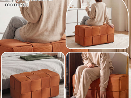 Modern Ottoman Foot Rest With Woven Design