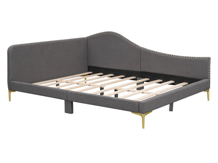 Upholstered Daybed With Headboard And Armrest, Support Legs