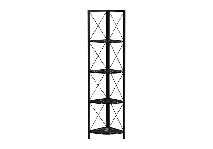 Bookshelf, Bookcase, Etagere, Corner, 4 Tier, Office, Marble Look Contemporary & Modern