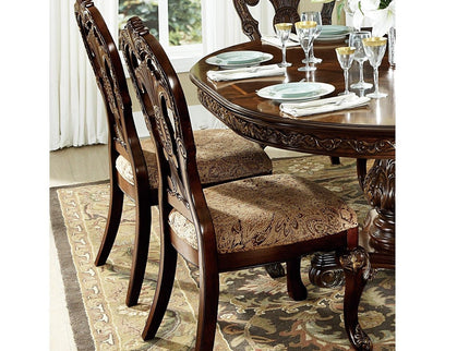 Elegant Style Beautiful Side Chairs 2 Piece Set Cherry With Tipping Fabric Upholstered Traditional Dining Furniture - Cherry