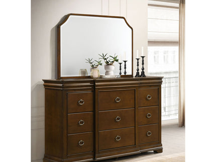 Leonide - 9 Drawer Dresser With Mirror - Cherry