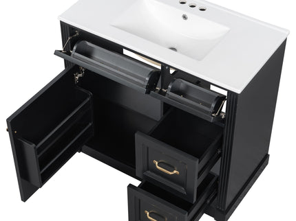 Modern Bathroom Vanity With Sink, 4 Drawers, Soft-Close Door, Adjustable Shelf