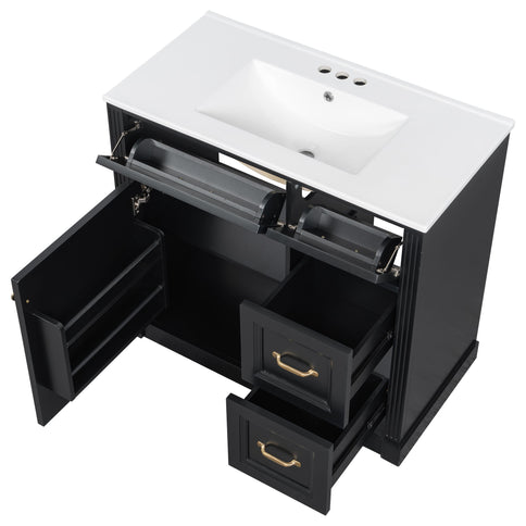 Modern Bathroom Vanity With Sink, 4 Drawers, Soft-Close Door, Adjustable Shelf