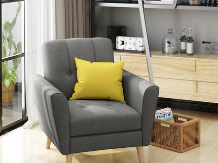 Fabric Channel Stitch Club Chair With Tufted Back - Gray