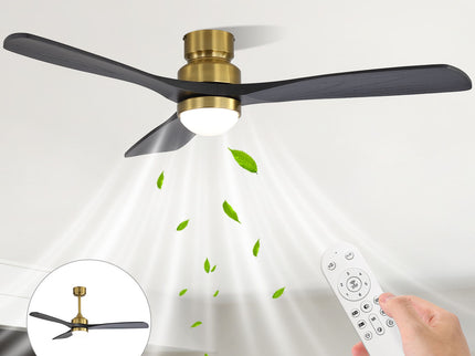 52" Ceiling Fan With Dimmable LED Light, 6 Speed DC Motor, 3 Blades