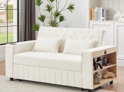 Pull-Out Sofa Bed Convertible Couch With Adjustable Backrest For Living Room