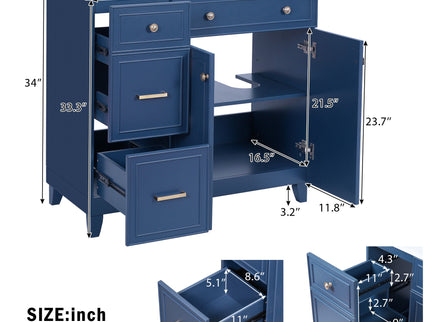 Bathroom Vanity With Sink, Soft Close Doors, Adjustable Shelves