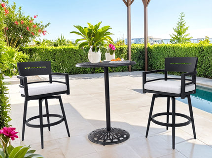 Outdoor Swivel Bar Chairs, 360 Degree Rotation, Ergonomic Backrest (Set of 2)