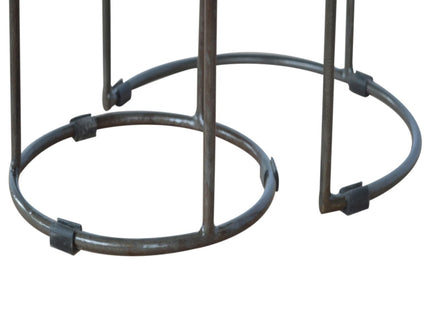 Round Stool Table With Iron Base (Set of 2) - Brown / Black