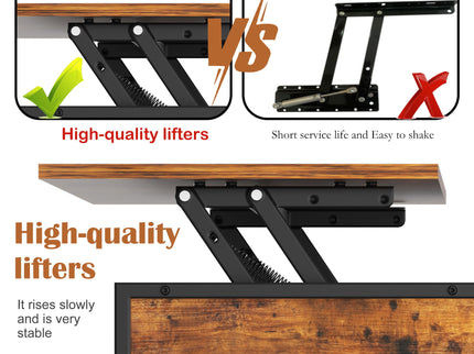 Lift Top Coffee Table With Storage Adjustable Height - Black