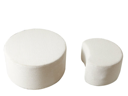 Modern Upholstered Round Coffee Table For Living Room (Set of 2)