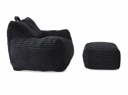 Giant Bean Bag Chair With Armrests And Footstool