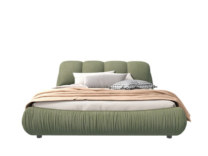 Luxury Upholstered Platform Bed With Oversized Padded Backrest And Solid Wood Frame
