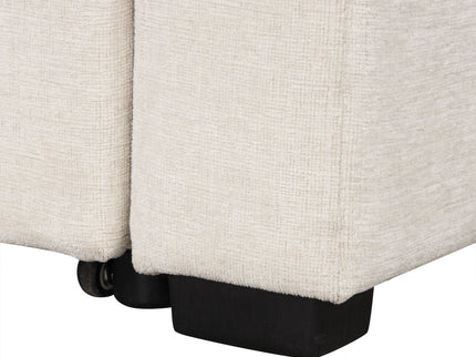Modern 2 Seater Loveseat Sofa With Pull-Out Bed, Fabric, Built-In USB Ports & Cup Holders